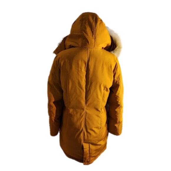 Sam Edelman Spicy Mustard Faux Fur Hooded‎ Long Parka Size Large New! - Picture 4 of 10